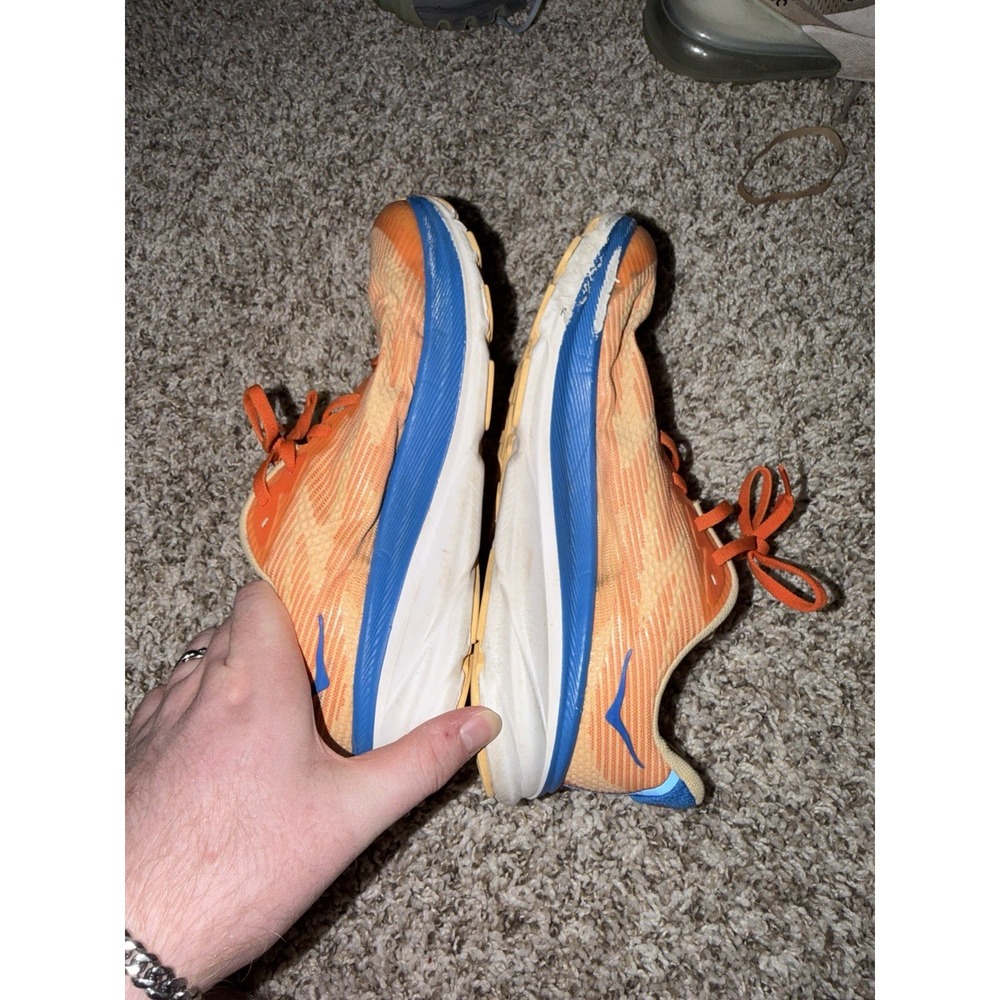 Hoka One One Clifton 9 Running Shoes Youth 7 / Women's 8.5 M Orange Blue NICE - Picture 6 of 8